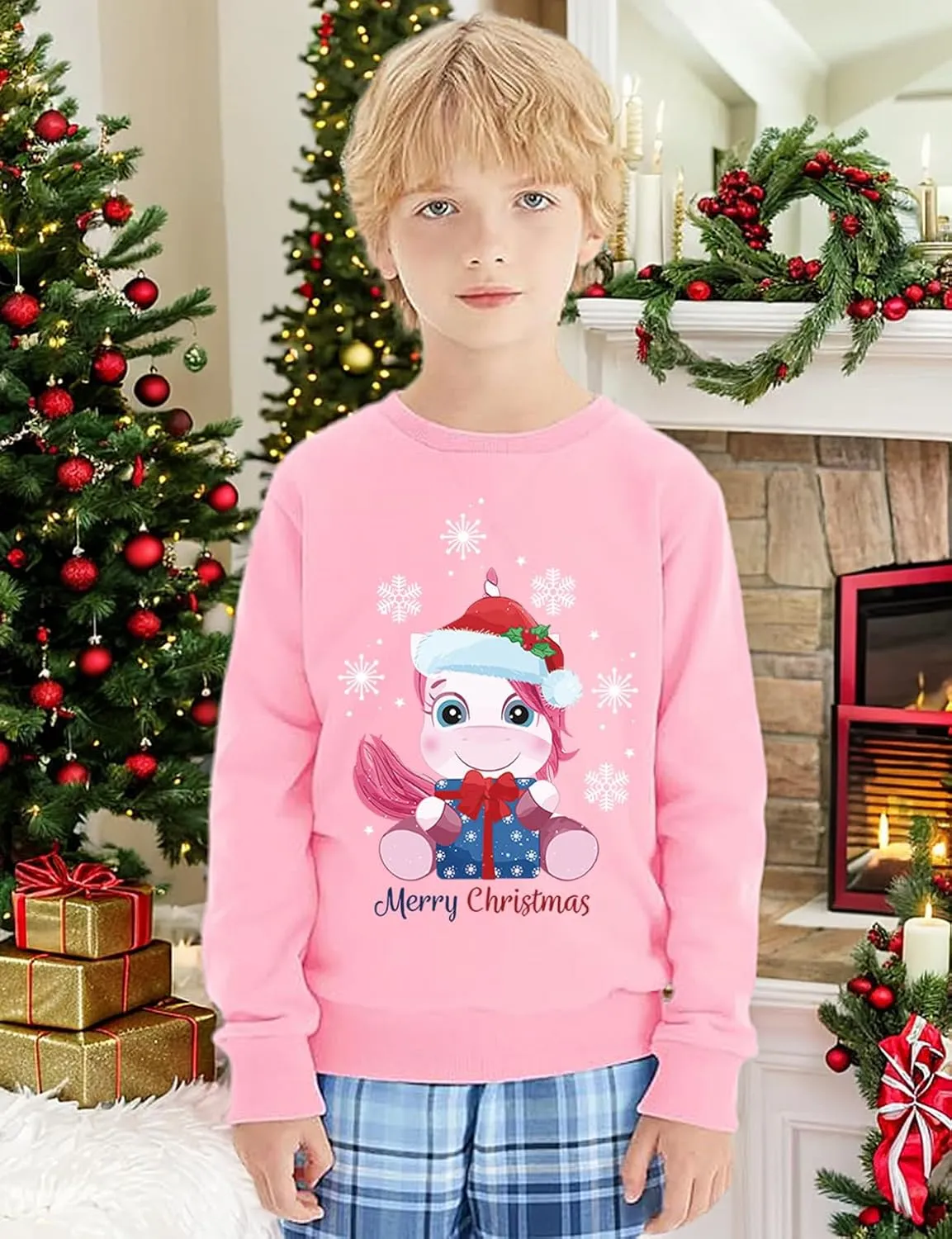 Toddler Girls Christmas Sweatshirt Kids Santa Claus Elk Bear Shirt Xmas Cotton Long Sleeve Tops for 1-7T