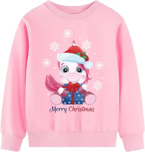 Toddler Girls Christmas Sweatshirt Kids Santa Claus Elk Bear Shirt Xmas Cotton Long Sleeve Tops for 1-7T