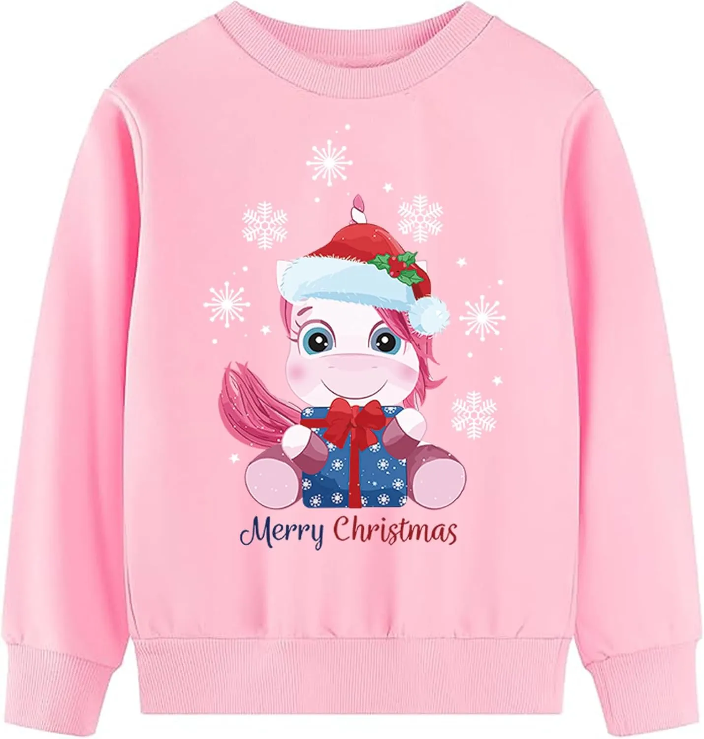 Toddler Girls Christmas Sweatshirt Kids Santa Claus Elk Bear Shirt Xmas Cotton Long Sleeve Tops for 1-7T