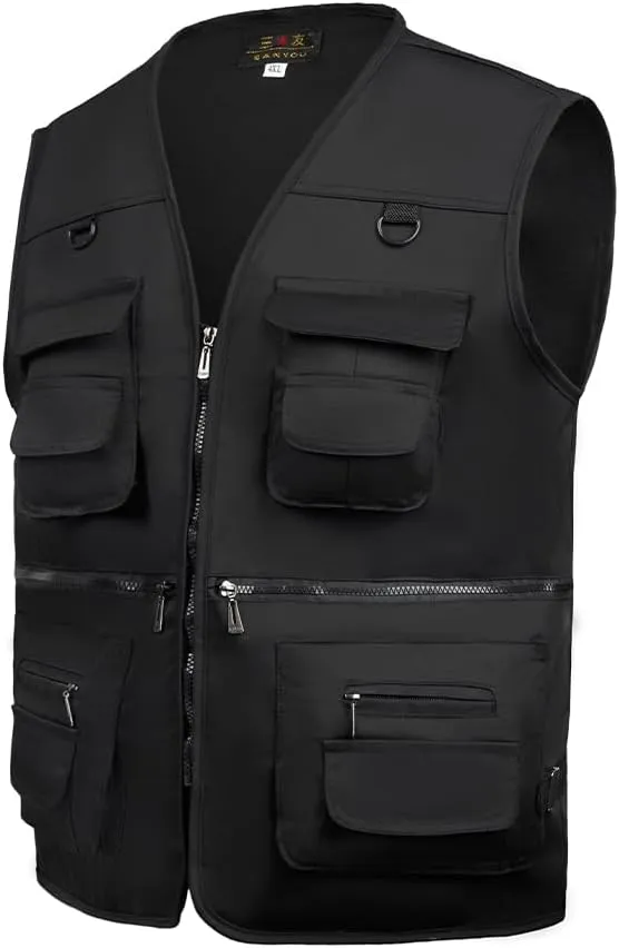 TOLOER Men's Summer Fishing Vest Multi Pockets Casual Vests Waterproof Quick Dry Outdoor Mountain Photography