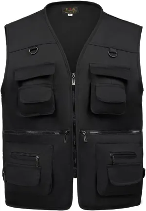 TOLOER Men's Summer Fishing Vest Multi Pockets Casual Vests Waterproof Quick Dry Outdoor Mountain Photography