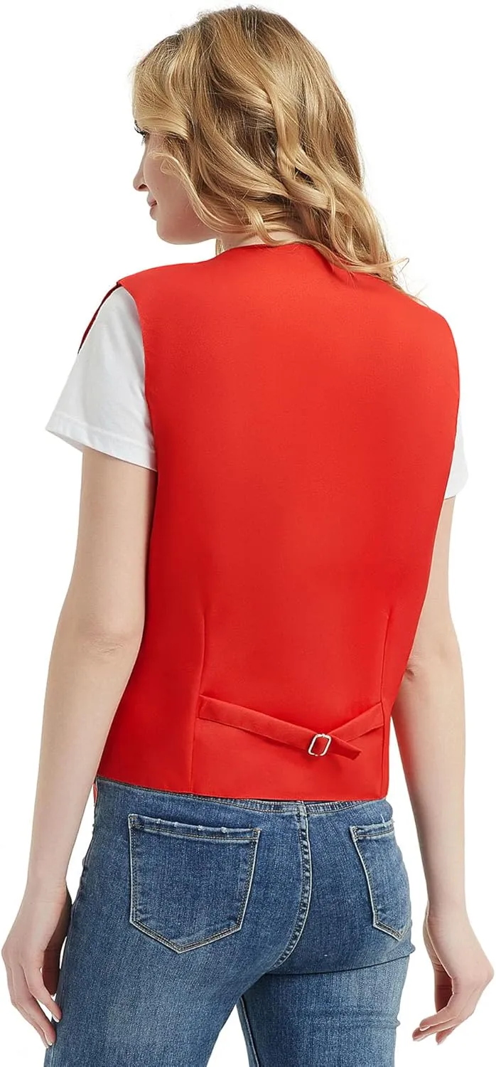 TopTie 5 Packs Unisex Waiter Uniform Vest Bartender Waitress Workwear with Pockets