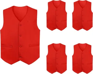 TopTie 5 Packs Unisex Waiter Uniform Vest Bartender Waitress Workwear with Pockets