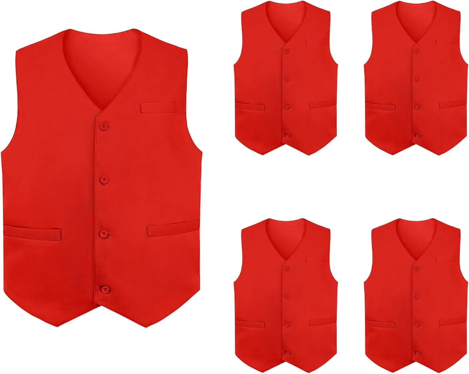 TopTie 5 Packs Unisex Waiter Uniform Vest Bartender Waitress Workwear with Pockets