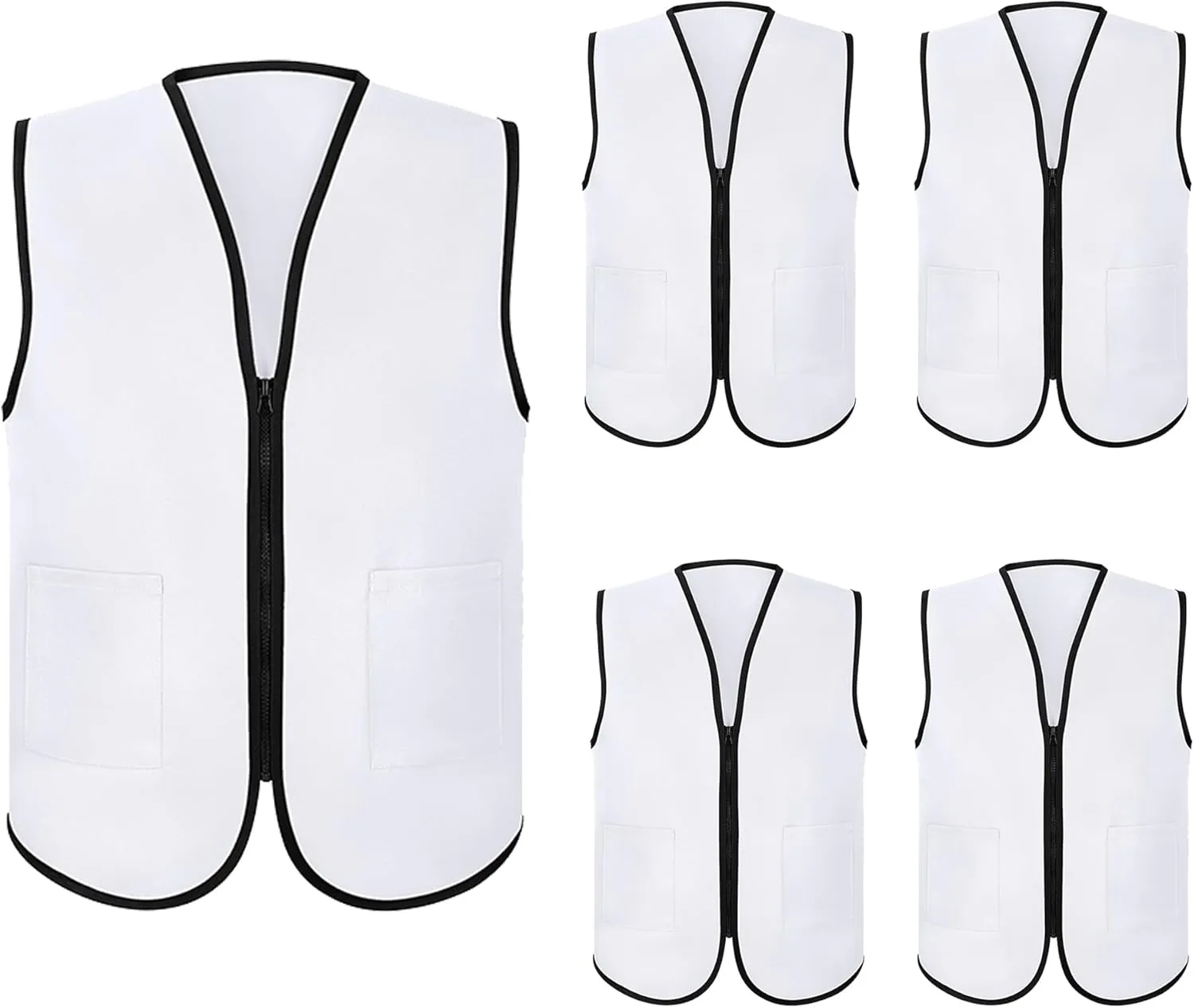 TopTie Supermarket Apron Zipper Vest For Clerk Uniform Vest 5 Packs