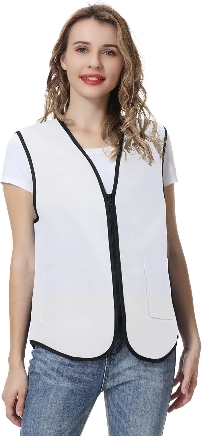 TopTie Supermarket Apron Zipper Vest For Clerk Uniform Vest 5 Packs