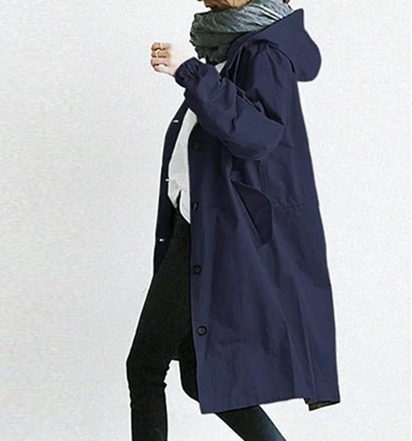 Trench Coat Women Hooded Coat Outwear Womens Elegant Windbreaker Wild Womens Double Breasted Classic Long Trench