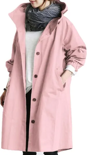 Trench Coat Women Hooded Coat Outwear Womens Elegant Windbreaker Wild Womens Double Breasted Classic Long Trench