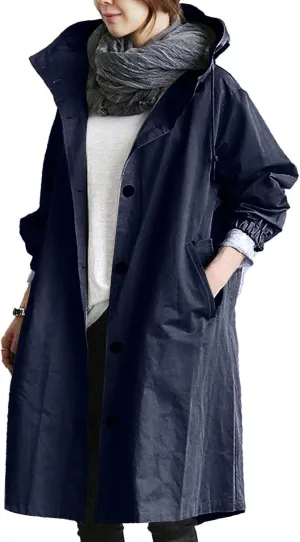 Trench Coat Women Hooded Coat Outwear Womens Elegant Windbreaker Wild Womens Double Breasted Classic Long Trench