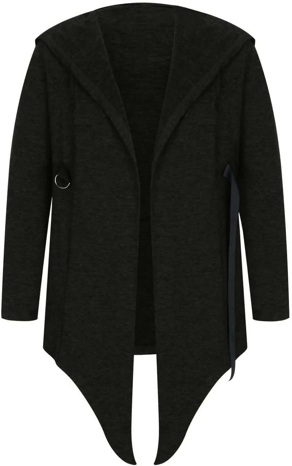 tuduoms Mens Casual Long Hooded Cardigan Goth Cape Cloak Long Sleeve Draped Lightweight Open Front Sweater Trench Coat Jacket