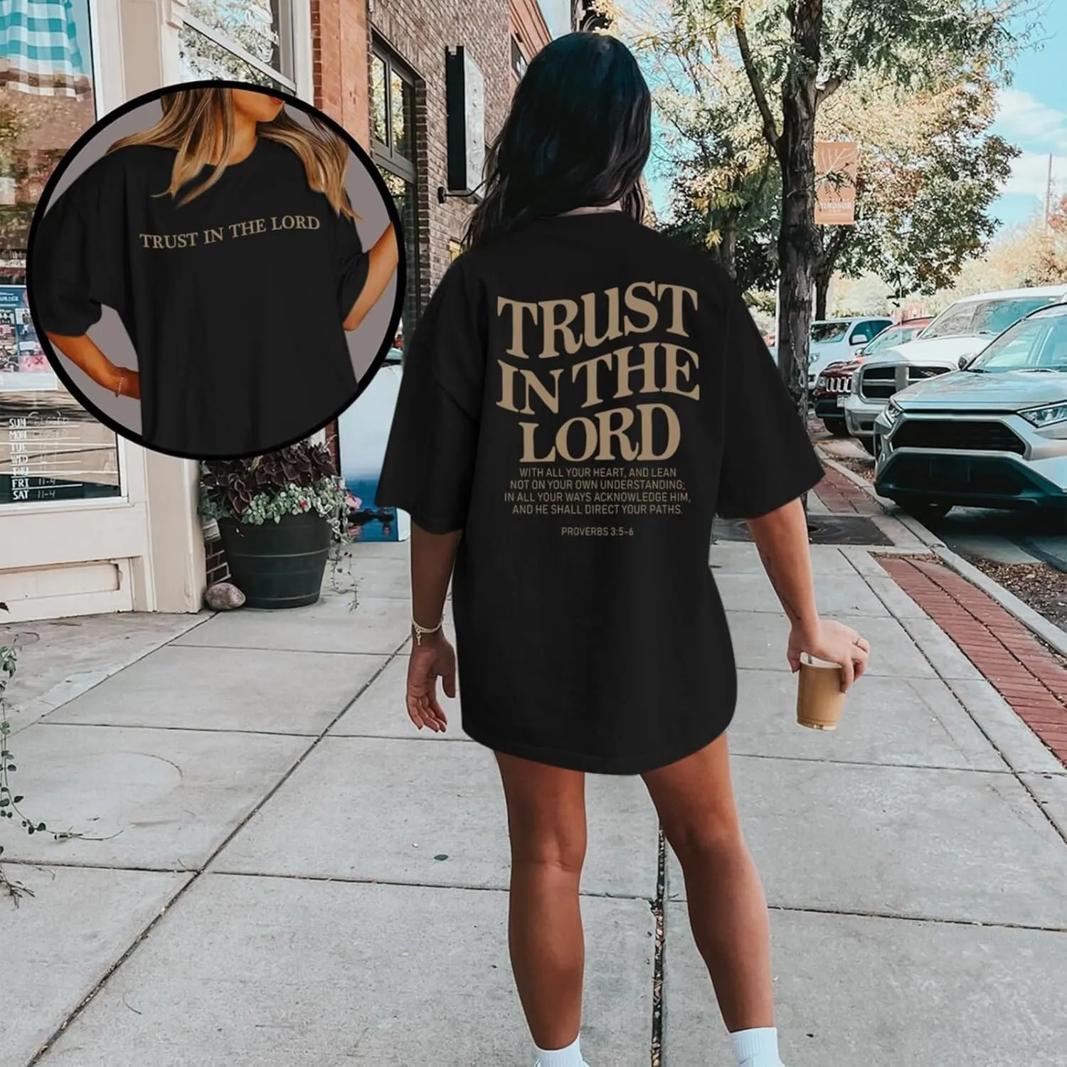 Tuislay Christian Shirts for Women Trust in The Lord Oversized Tshirts Jesus Graphic Tees Faith Religious Bible Verse Tops