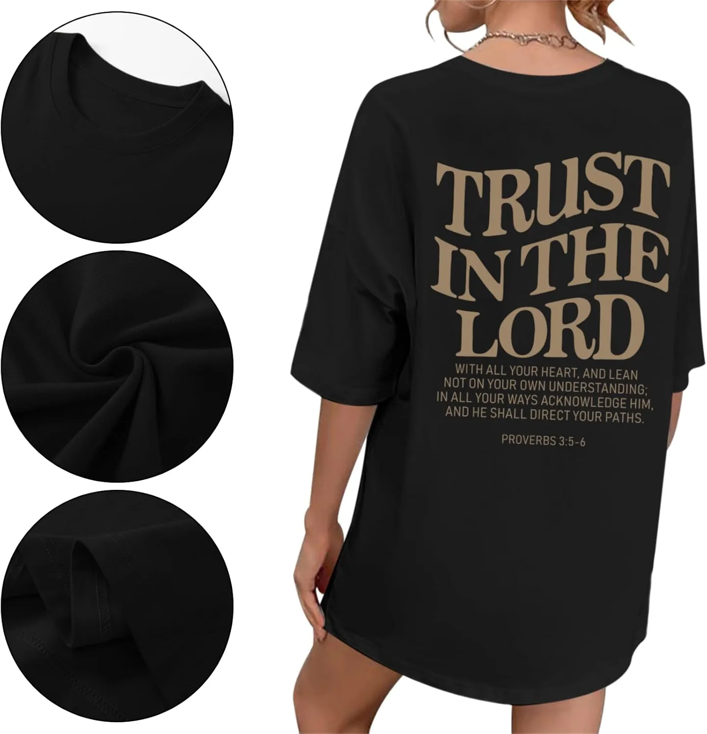 Tuislay Christian Shirts for Women Trust in The Lord Oversized Tshirts Jesus Graphic Tees Faith Religious Bible Verse Tops