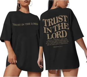 Tuislay Christian Shirts for Women Trust in The Lord Oversized Tshirts Jesus Graphic Tees Faith Religious Bible Verse Tops