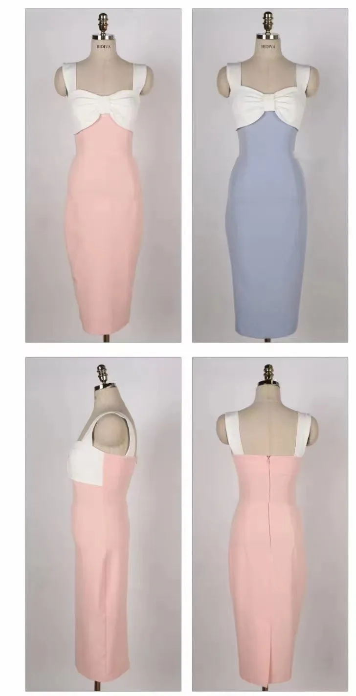 Two Tone Bow Bodycon Dress