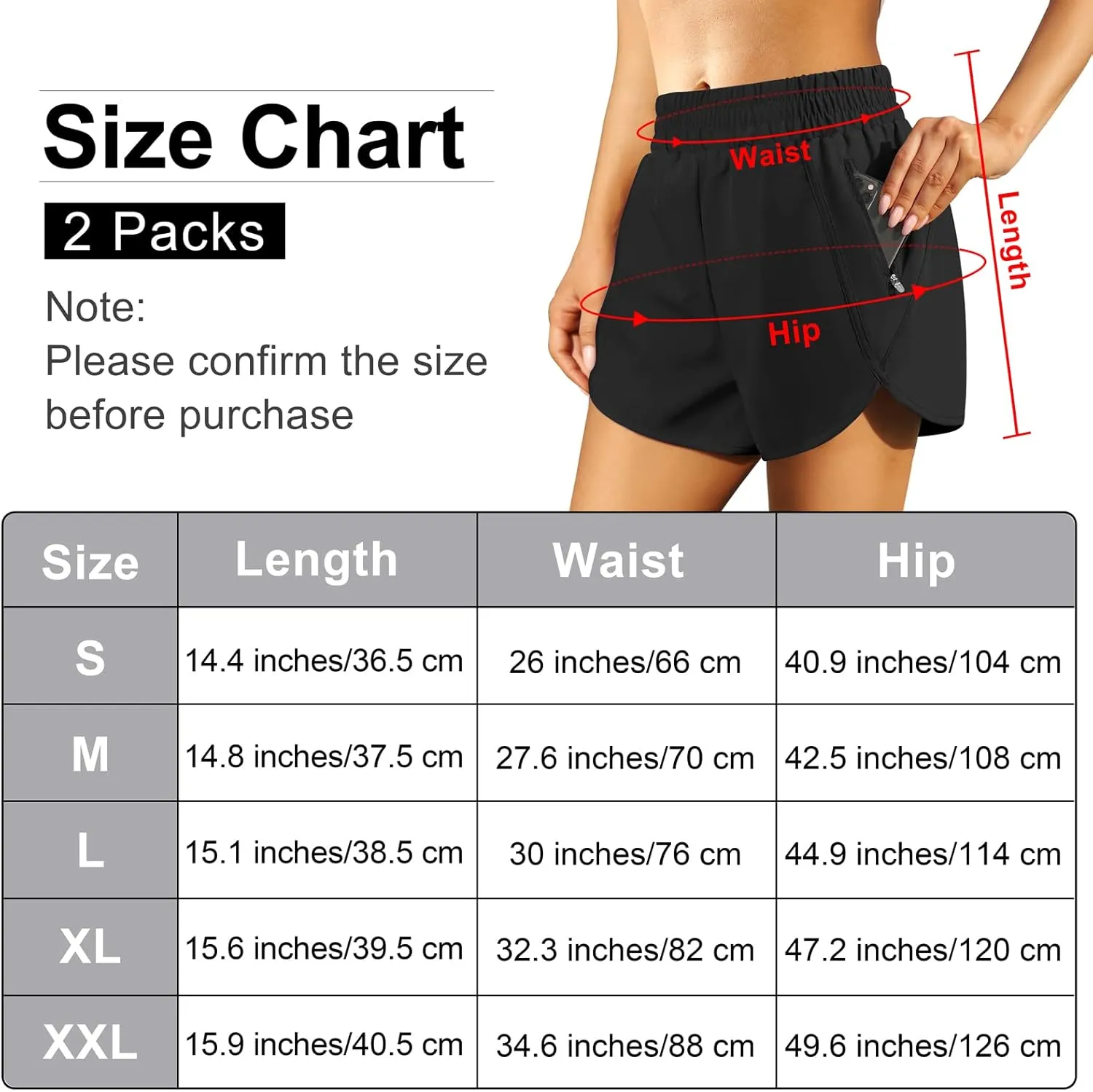 URATOT 2 Pack Women's Athletic Shorts Quick Dry High Waisted Running Shorts with Zip Pocket Gym Elastic Workout Short