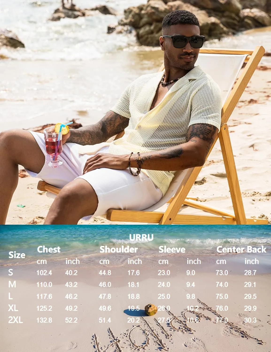 URRU Men's Summer Beach Shirt Stylish Hawaiian Shirts Short Sleeve Casual Button Down Beach Knit Shirts