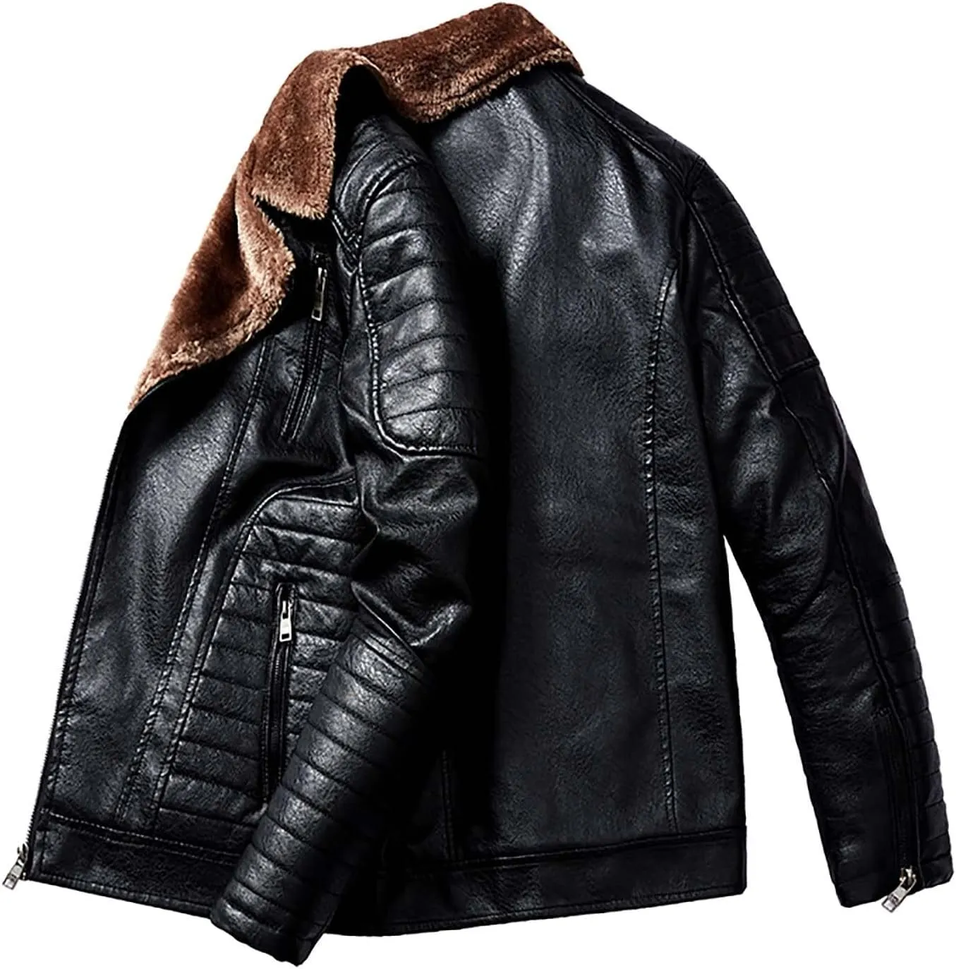 usnsm Bomber Jacket Men Leather,B3 Bomber Sheepskin Shearling Leather Jacket Aviator Fighter Pilots Winter Fur Jacket