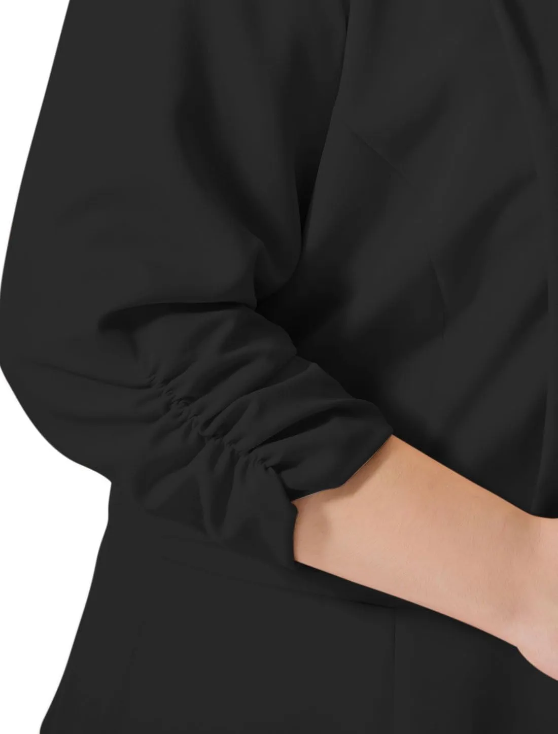uxcell Women's Plus Size Blazers Shawl Collar Open Front 3/4 Ruched Sleeve Work Office Lightweight Blazers