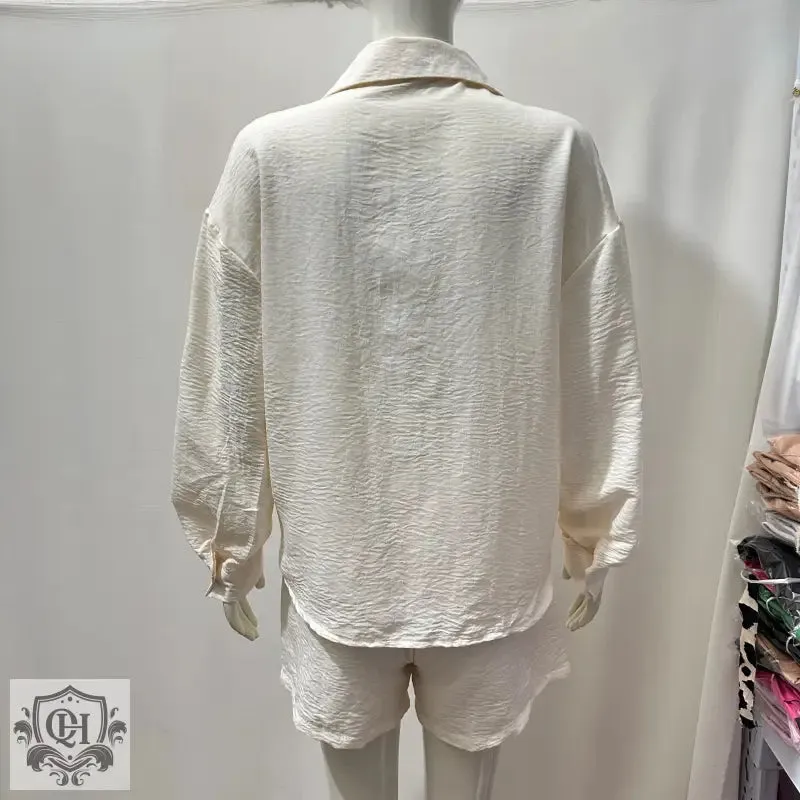 V-Neck Loose Shirt & Shorts Set