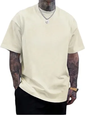Verdusa Men's Casual Oversized T Shirts Summer Round Neck Short Sleeve Basic Tee Tops
