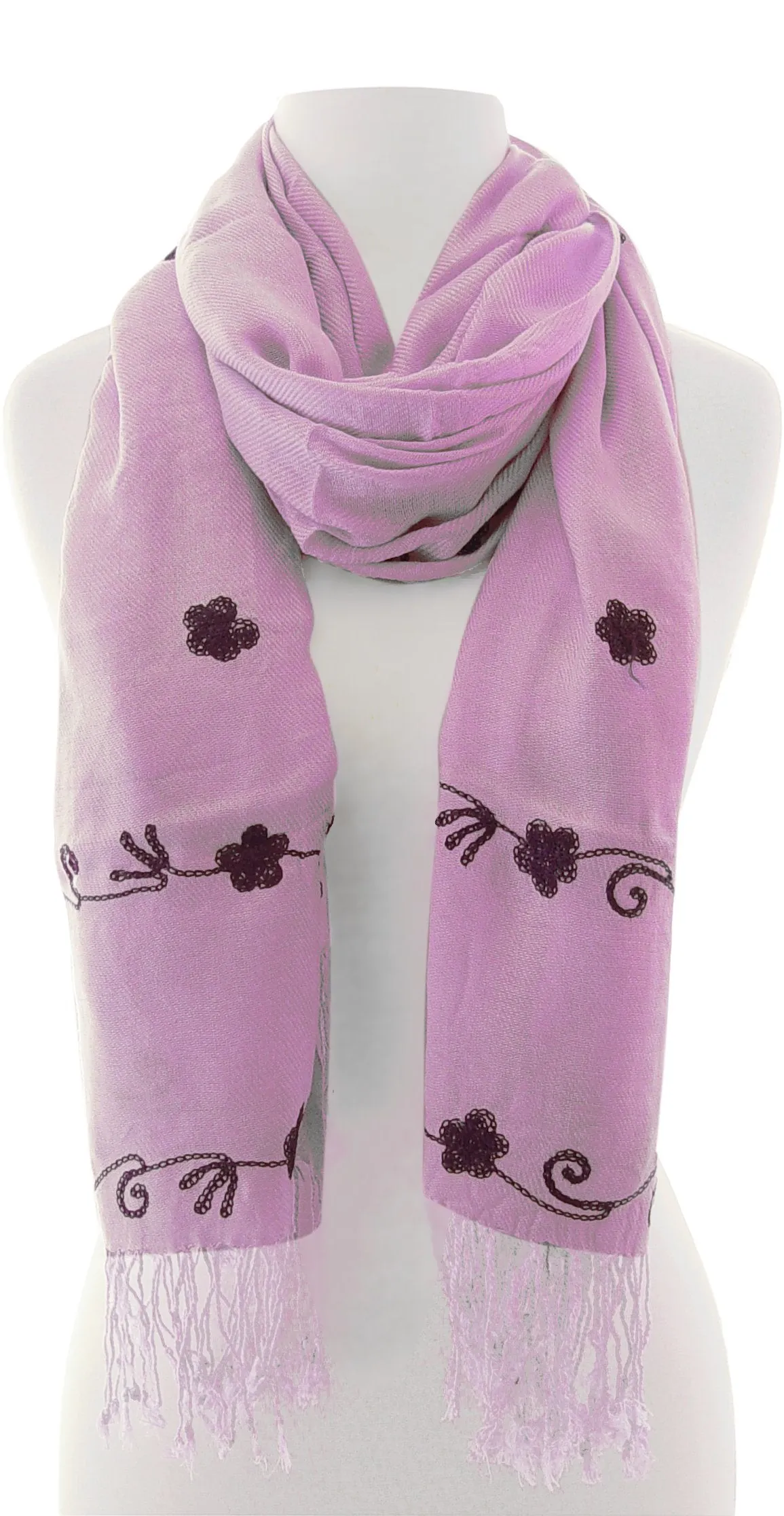 Vintage Floral Hand Embroidered Pashmina Shawl Scarf