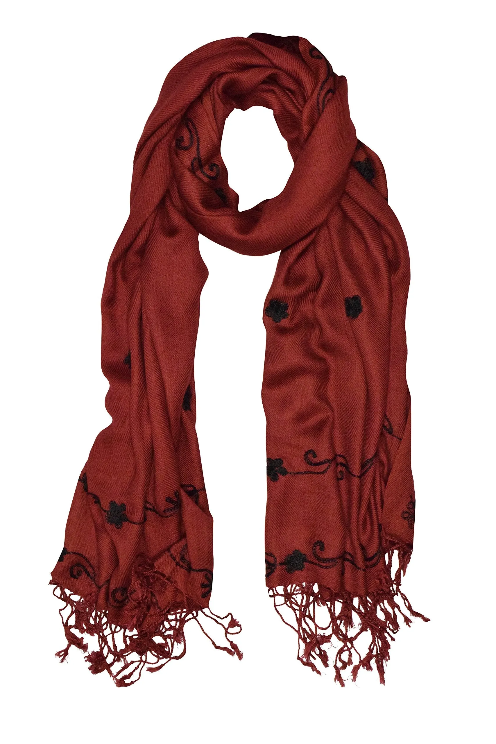 Vintage Floral Hand Embroidered Pashmina Shawl Scarf