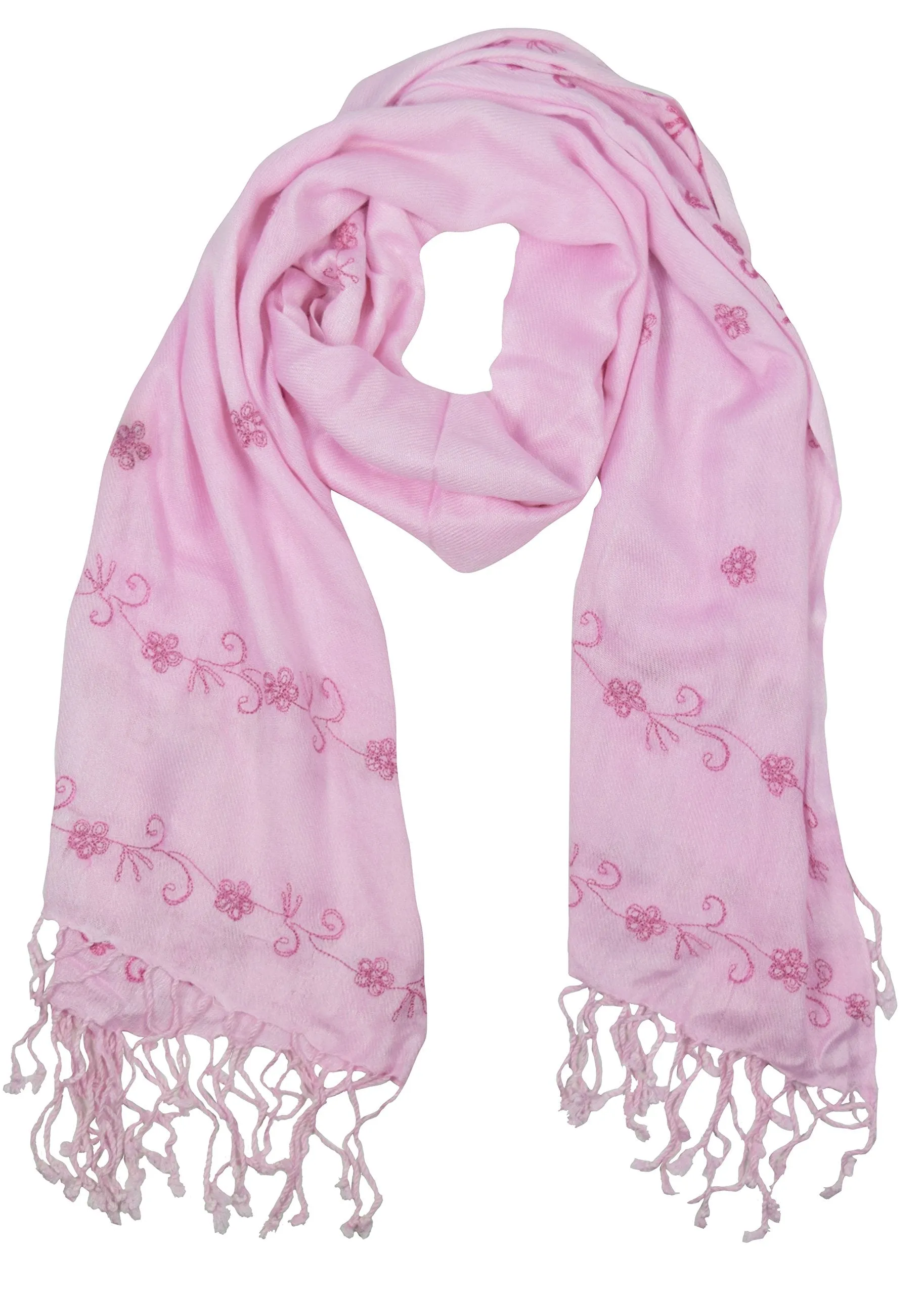 Vintage Floral Hand Embroidered Pashmina Shawl Scarf