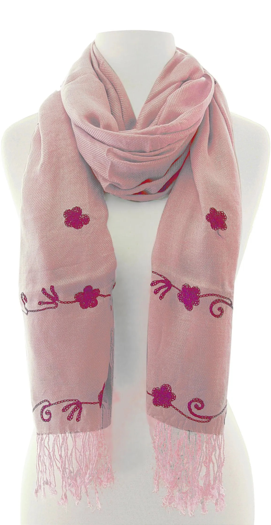 Vintage Floral Hand Embroidered Pashmina Shawl Scarf