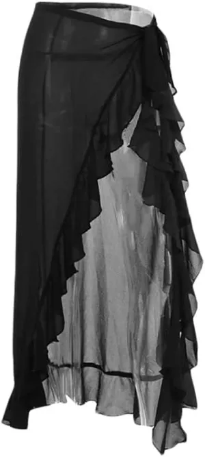 Vintage Grunge Long Skirts Low Waist Aesthetic Asymmetrical Loose Midi Skirts Patchwork A Line Pleated Y2K Maxi Skirts