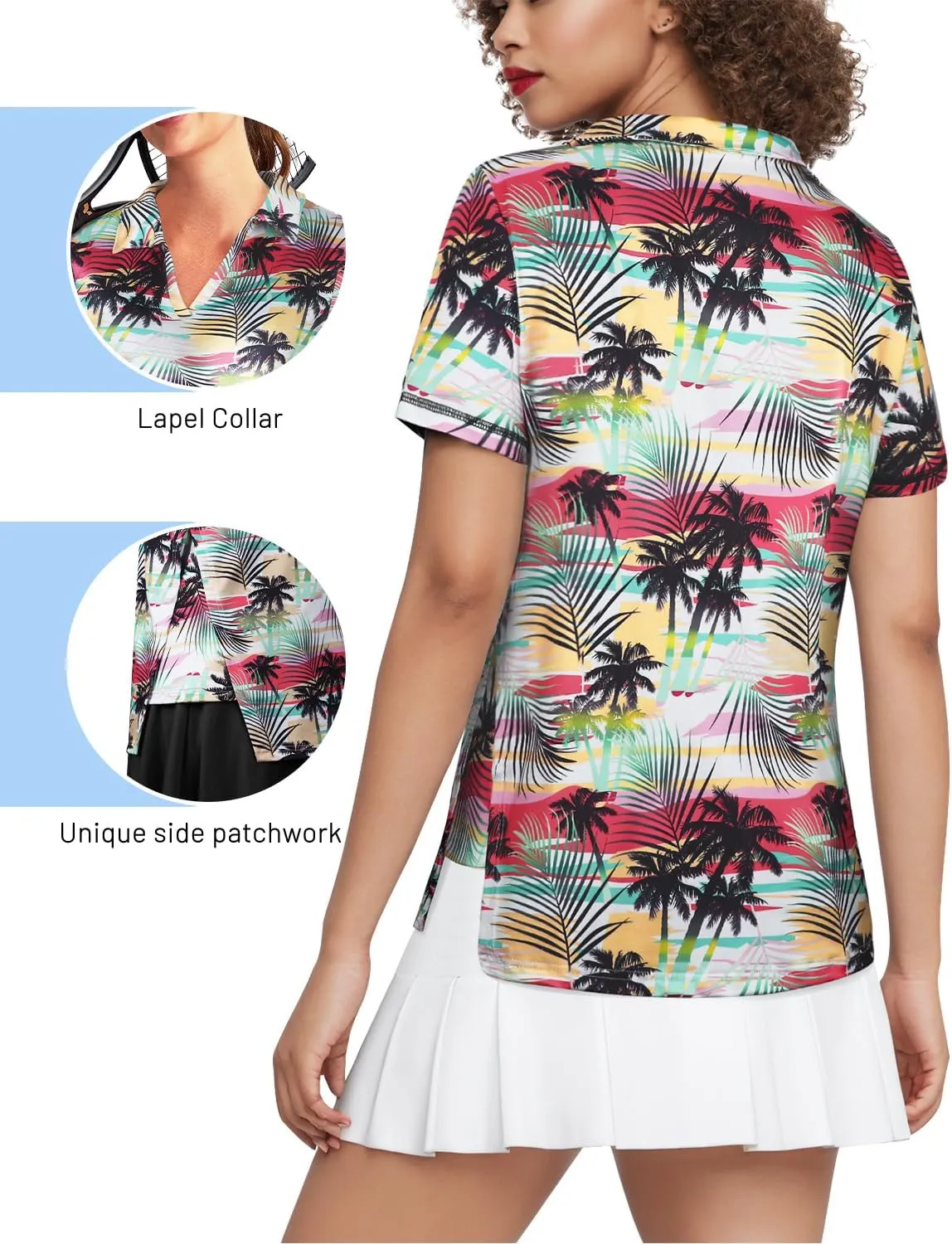 Vldnery Women's Golf Shirts Short Sleeve v Neck Loose Fit Plain Workout Tennis Polo T-Shirts