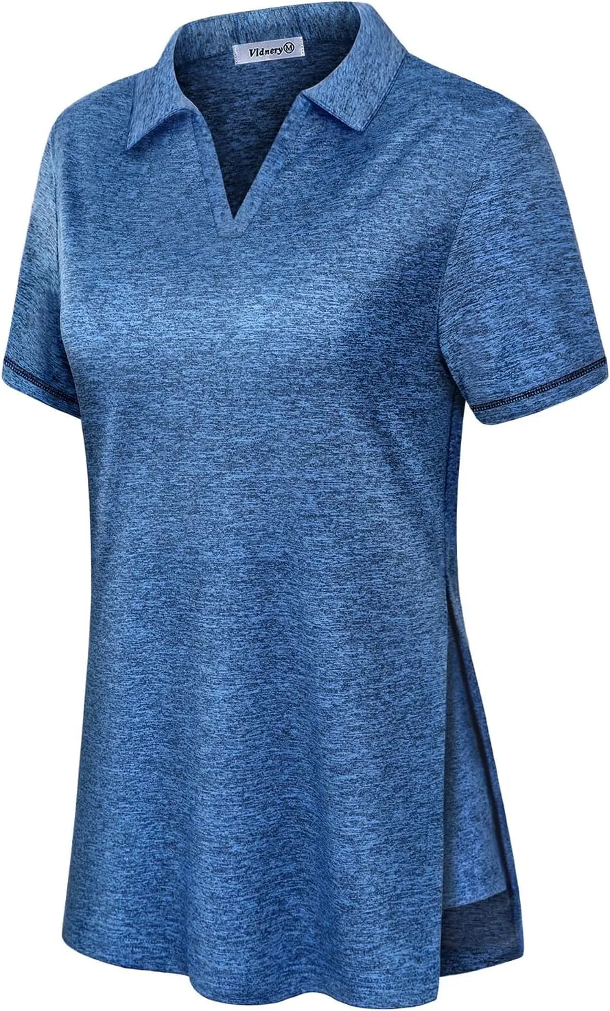 Vldnery Women's Golf Shirts Short Sleeve v Neck Loose Fit Plain Workout Tennis Polo T-Shirts