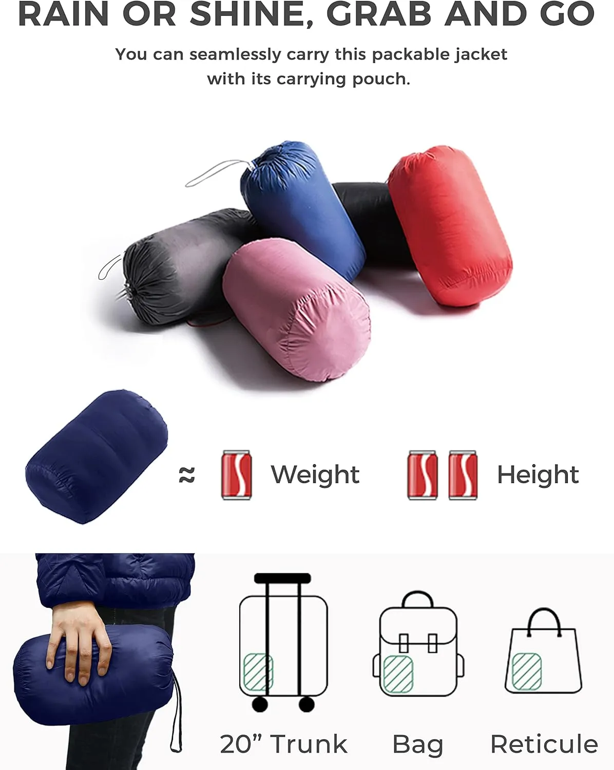 wantdo Women's Packable Puffer Coat Hooded Lightweight Long Winter Coats