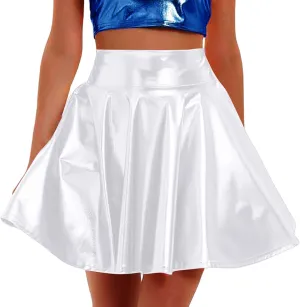 White Skirt Women Pleated Casual Curvy Hem Skirts Pure High Waisted Plus Size Baggy Skirt Performance Cosplay Skirt