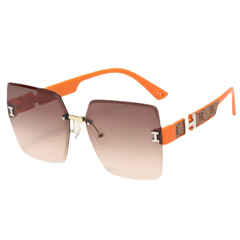 Wholesale Frameless Dual Color Gradient High-end Women's Trendy Driving Sunglasses