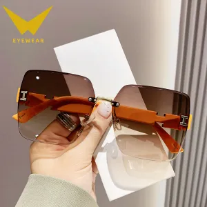 Wholesale Frameless Dual Color Gradient High-end Women's Trendy Driving Sunglasses