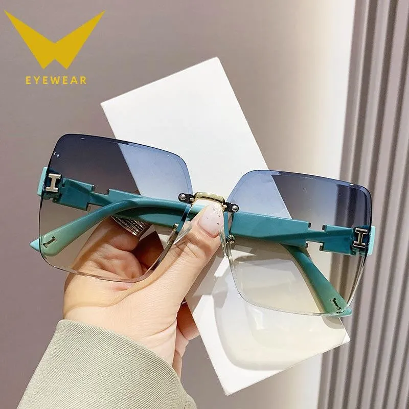 Wholesale Frameless Dual Color Gradient High-end Women's Trendy Driving Sunglasses