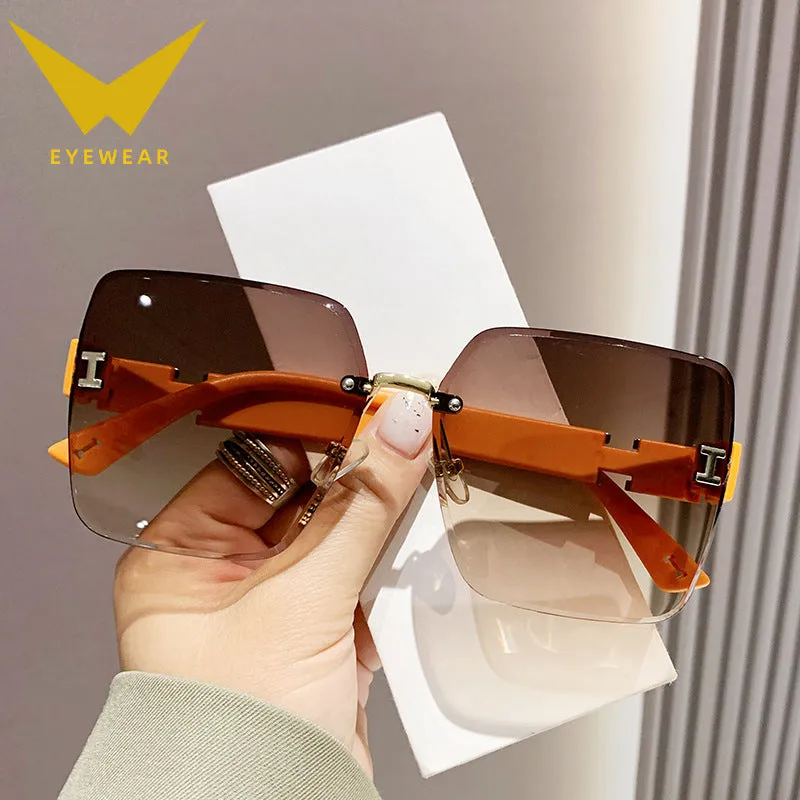 Wholesale Frameless Dual Color Gradient High-end Women's Trendy Driving Sunglasses