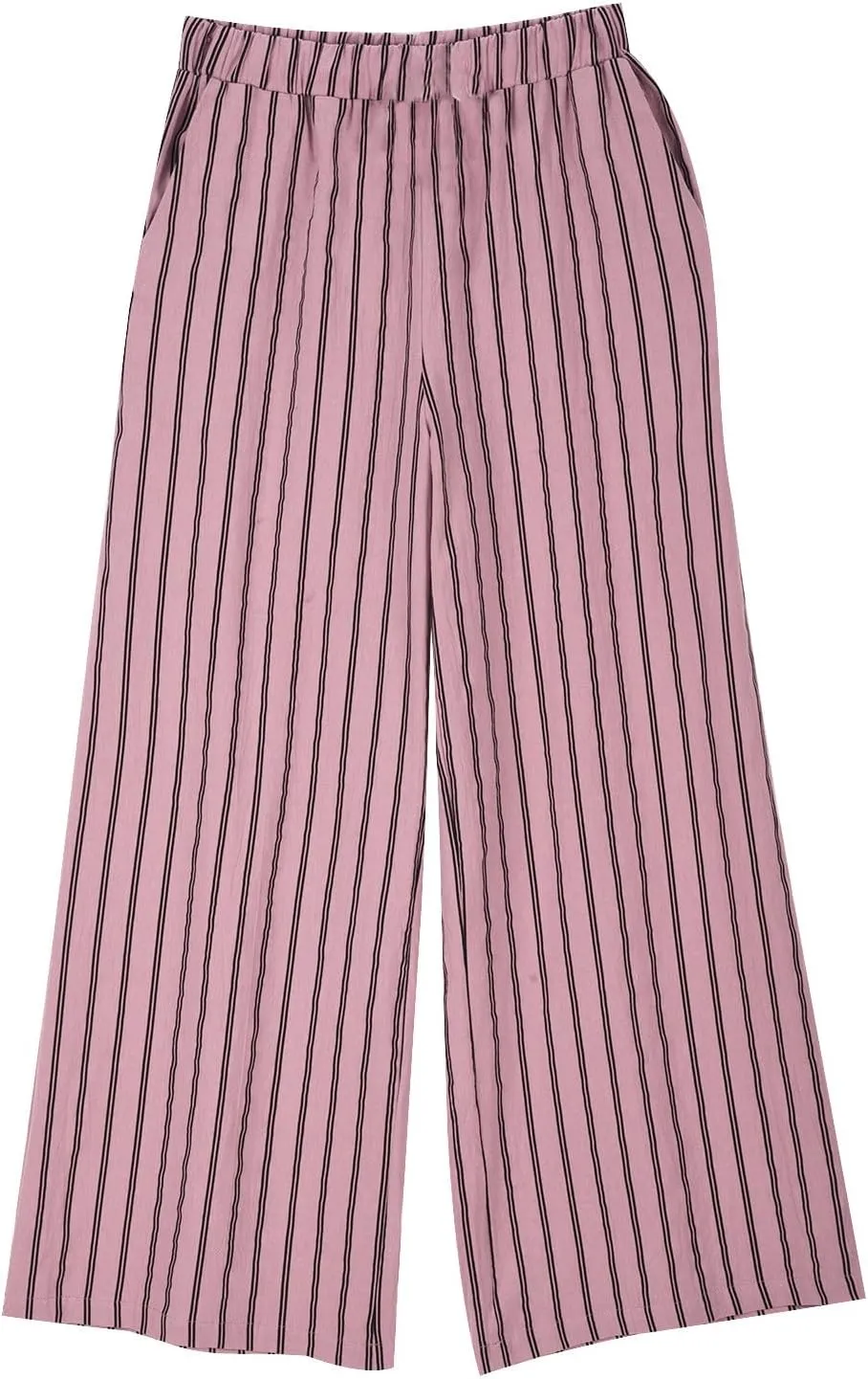 Wide Leg Pants Womans Summer Palazzo Capri Culottes for Women Linen Striped Print Vintage Baggy Beach Cropped Trousers