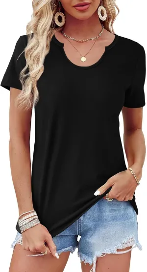 WIHOLL Summer Tops for Women Scoop Neck Basic Tees Short Sleeve Casual T-Shirts Loose Fit
