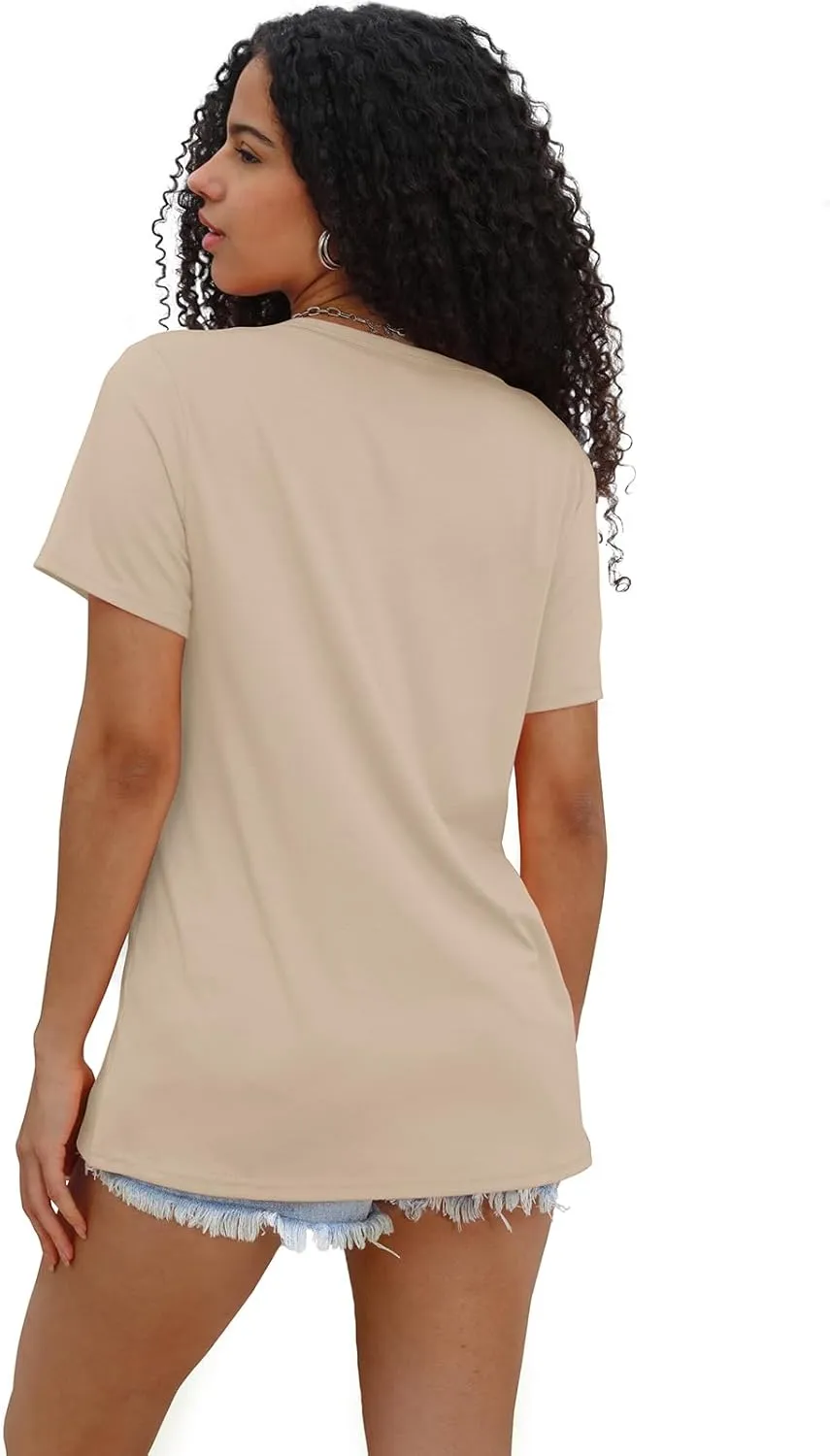 WIHOLL Summer Tops for Women Scoop Neck Basic Tees Short Sleeve Casual T-Shirts Loose Fit