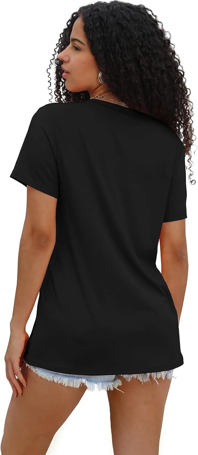 WIHOLL Summer Tops for Women Scoop Neck Basic Tees Short Sleeve Casual T-Shirts Loose Fit