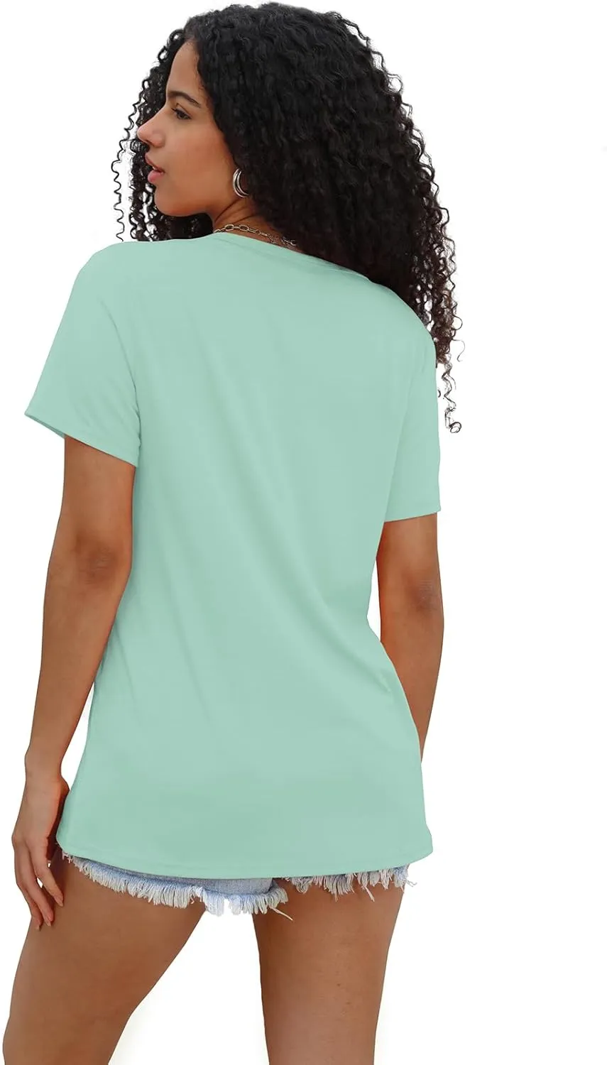 WIHOLL Summer Tops for Women Scoop Neck Basic Tees Short Sleeve Casual T-Shirts Loose Fit