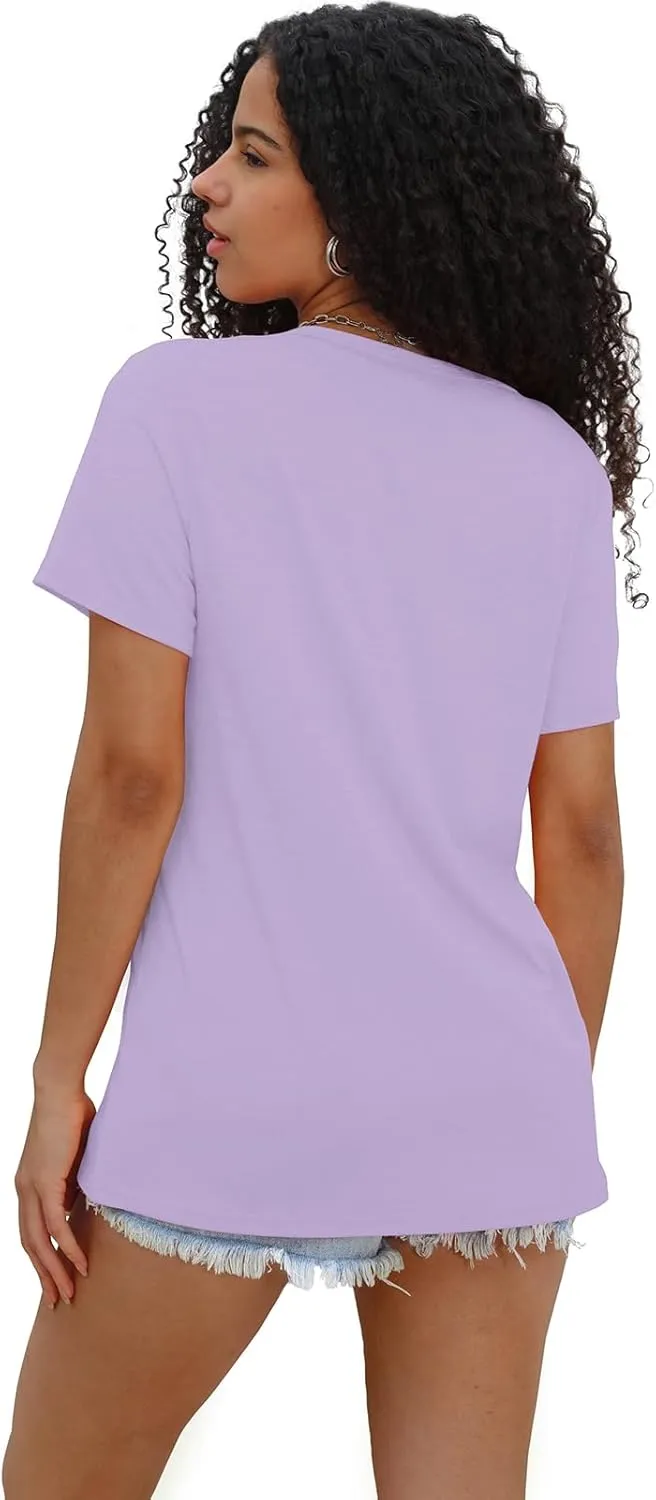 WIHOLL Summer Tops for Women Scoop Neck Basic Tees Short Sleeve Casual T-Shirts Loose Fit