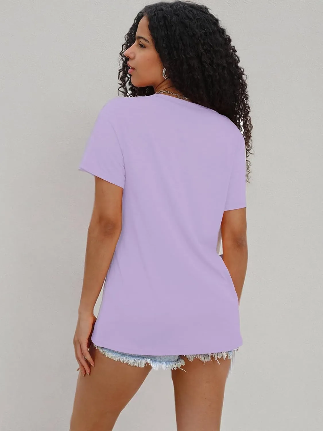 WIHOLL Summer Tops for Women Scoop Neck Basic Tees Short Sleeve Casual T-Shirts Loose Fit