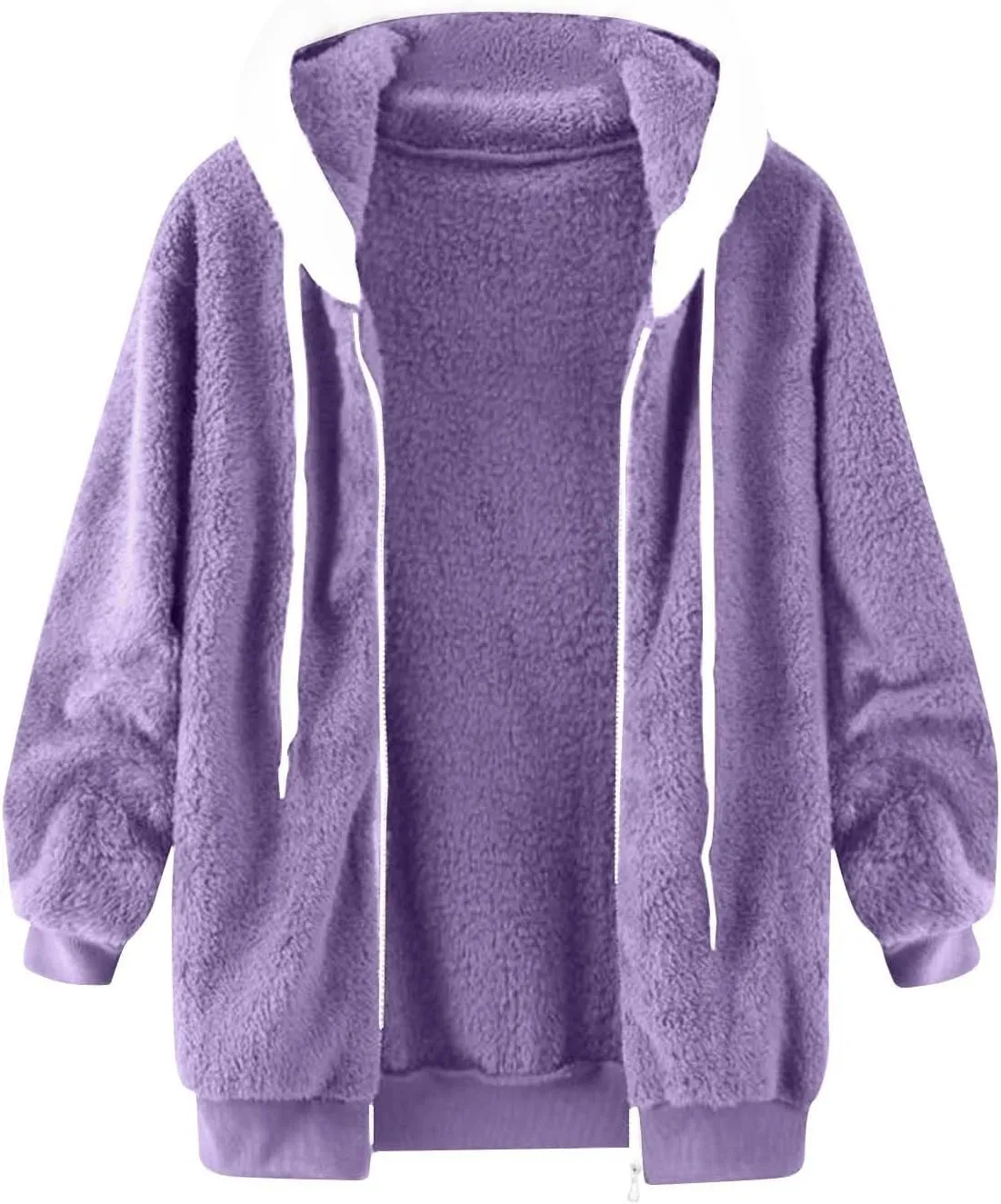 Winter Jackets for Women Fuzzy Fleece Jacket Hooded Color Block Patchwork Cardigan Coats Soft Shaggy Warm Outerwear