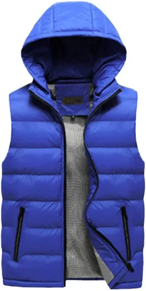 Winter Mens Sleeveless Hooded Vests Male Cotton-Padded Thicken Warm Waistcoats Jackets