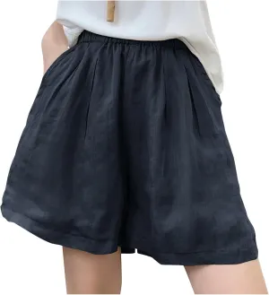 Wkishenl Linen Shorts for Women Casual High Waisted Flowy Dressy Fashion Wide Leg Bermuda Shorts Summer Beach Vacation Outfit