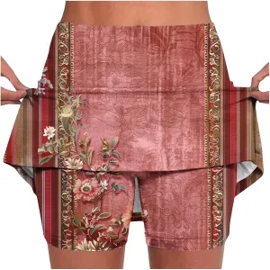 Women Athletic Shorts Trendy Summer Print High Waist Yoga Pant Tennis Skirt Built in Shorts Workout Lounge Golf Skirt
