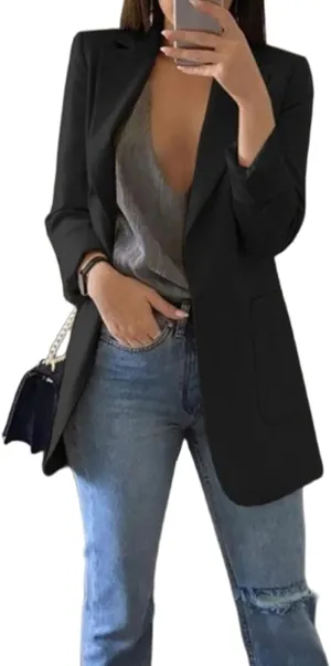 Women Business Casual Blazer Jacket Elegant Long Sleeve Oversized Lapel Blazers Work Professional Suit Jacket Clothes