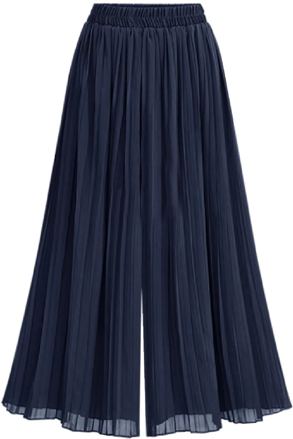 Women Flowy Chiffon Pleated Palazzo Pants Summer High Waist Wide Leg Capri Pant Culottes Elegant Dancing Cropped Trousers